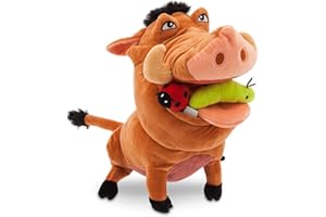 Disney Store Peluche Moyenne de Pumbaa, Le Roi Lion, 33 cm, Personnage Câlin avec Détails Brodés, Poils Flous et Insectes dans la Bouche, Convient à Tous Les Âges