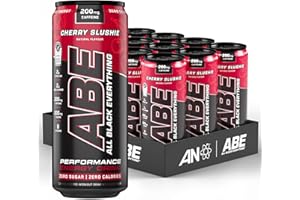 Applied Nutrition ABE Pre Workout Cans - All Black Everything Energy + Performance Drink, ABE Carbonated Beverage Sugar Free with Caffeine (Pack of 12 Cans x 330ml) (Cherry Slushie)