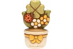 THUN - Vasetto soprammobile con Quadrifoglio e Coccinella - Buona Fortuna