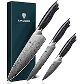 SANMEIHO 3 Piece Powder Steel Kitchen Knives Set, Chef Knives | Ultra Sharp Kitchen Knife Set with Multipurpose Knife and Poi