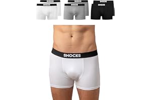 Snocks 6 Bóxers para Hombre de Algodón Orgánico con Logo y sin Etiqueta