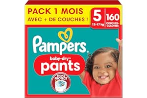 Pampers Couches-Culottes Baby-Dry Pants Taille 4 (9-15 kg), 180 Couches-Culottes Bébé, Pack 1 Mois, Maintien 360° Contre les Fuites, Faciles à Changer, Maintenant avec Plus de Couches