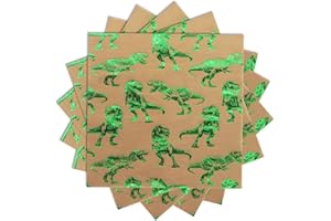 BFB Dinosaurier Party Servietten 50 Papierservietten Grün Goldfolie für Kindergeburtstag 33 x 33 cm Serviette Kinderfeste Dino-party