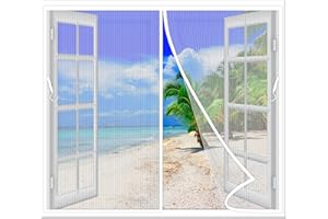 TOPZXL Zanzariera Magnetica Finestra Finestre 80x140 cm con Zanzariera con Striscia Adesiva Senza Perforazione, Chiusura Automatica Bianco Z