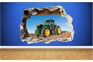 THORPE SIGNS Traktor Farm Boys Schlafzimmer Tiere Land zertrümmert Wall Decal 3D Art Aufkleber (Groß: 82 cm x 58 cm)