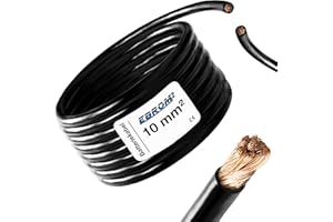EBROM Cavo per batteria, cavo di massa al metro, nero (-) H07V-K 2,5/4/6/10/16/25/35/50 o 70 mm², 99,9% rame OFC, lunghezza: 5 m, 10 mm², nero