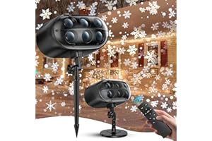 Apexxus Christmas Projector Lights Outdoor - 2025 Upgrade Falling Vivid Snowflake 6 Bigger LED Waterproof & Adjustable Snowflake Projector Lights Indoor for Xmas Christmas Party