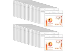 Segus Porta Tessere Plastica, 100 Pezzi Porta Badge Trasparente, Porta Cartellino Lavoro Impermeabili, Badge Portanome, Porta Badge Orizzontale per Mostra, Visita