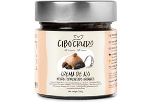 CIBO CRUDO CRUDO BIOLOGICO VEGAN Crema de Ajo Negro Fermentado Ecológica - 200g. Pasta de Ajo Negro Fermentato de Ajo Fresco. Ajo Ecológico Rico en Sales Minerales, Energizante y Antioxidante.