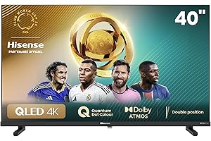 Hisense Téléviseur connecté QLED Full HD 40 Pouces 40A5NQ - Couleur Quantum Dot, ALLM, Dolby Atmos, HDMI, Partage sur TV et Youtube, Canal+, Netflix et Disney+ (modèle 2024)
