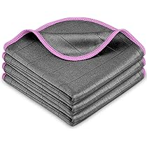 Set Van 3 Koolstofvezeldoeken, Een Streeploze Reinigingsdoek En Een Absorberende Poetsdoek Geschikt Voor Gebruik In De Auto Keuken En Het Huishouden Met Paarse Rand 40 X 50 Cm