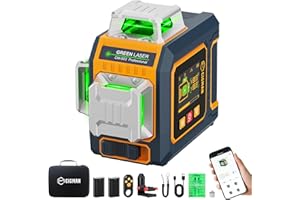 CIGMAN Nivel Láser Autonivelante 360 Grados Verde, 3x360° Líneas, Pantalla Lateral LCD, Control APP y Remoto, 2 Baterías Recargables, USB-C, Trípode y Estuche – Nivel Láser 360 Profesional