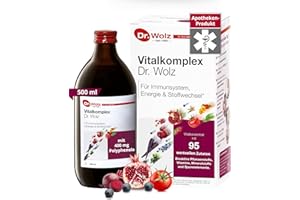 ‎DR. WOLZ Dr. Wolz Vitalkomplex 500ml - Mikronährstoff-Komplex mit 95 Zutaten - Vitamine, Mineralstoffe, Spurenelemente & Sekundäre Pflanzenstoffe – Vita Saft Konzentrat für Immunsystem- vegan