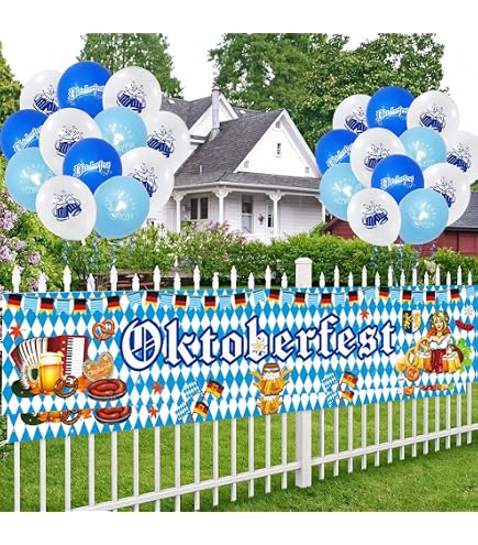 Oktoberfest Banner XXL – Blaue Partydekoration Mit Girlande, 50 X 300 Cm