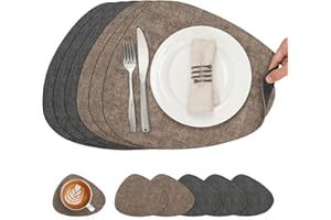 Chitomars Placemats and Coaster Set of 6, Place Mats Table Mats Coffee Mats Placemats set of 6 Triangle Waterproof Wipeable Dual Sided Kitchen Heat Resistant Non-Slip Washable