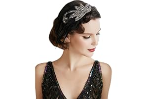 BABEYOND Bandeau Gatsby Cristal 1920s Plume Flapper Accessoires Charleston Vintage Noir