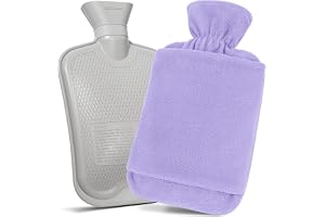 Varmvattenflaska med överdrag i nonwoven – stor 2 L läckagesäker varmvattenflaska – mjuk varmvattenflaska med känguruficka – för barn och vuxna