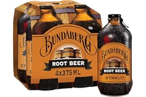 Bundaberg 4 Pack Handcrafted Australian Root Beer, Sparkling Non-Alcoholic Drink Crafted using Traditional Brewing Techniques for an Authentic Taste - 4 x 375ml Bottles