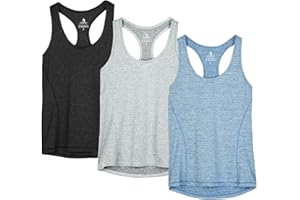 icyzone Débardeur de Sport Femme Dos Nageur Yoga Shirt sans Manches Running Fitness Tank Top, Lot de 3