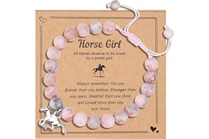 SREBIWO Armband mit Pferdeanhänger für Mädchen, Pferde Armband für Kinder und Frauen Schmuck mit Verstellbarem Geflochtenem Seil Pferde Zubehör Pferdegeschenke