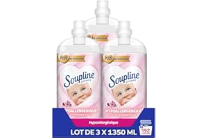 SOUPLINE Adoucissant Linge Hypoallergénique Concentré Senteur Amande Douce, Assouplissant Linge Formule Améliorée pour Plus de Douceur*, Assouplissant Textile Liquide, Soupline Lot de 3x1,35L