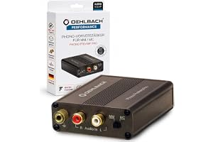 Oehlbach Phono PreAmp Pro Phono förförstärkare för skivspelare med MM eller MC pickups, kompakt och kraftfull, metallisk