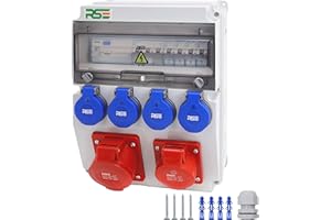 RSE BAUSTROMVERTEILER WANDVERTEILER KOMPLETT VERDRAHTET 32A 16A 230V MIT HAGER SICHERUNGEN IP65, RSE 13-32A/5P, 16A/5P, 4x230V