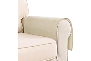 Hokibero Champagne Armchair Cover for Arms Sofa Arm Protector Covers Armrest Slipcover for Recliner Chair Linen Armrest Cover for Living Room Couch Sofa Arm Covers, Set of 2, Flat Edge