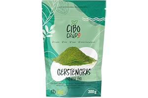 ‎CIBO CRUDO CRUDO BIOLOGICO VEGAN Gerstengras Pulver Bio - 300g. Gerstengrassaft Pulver Bio un Roh für Haare oder Detox. Organic Barley Grass Juice Powder. Green Magma.