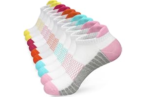 OUHOS Womens Ladies White Black Thick Trainer Running Sports Ankle Warm Socks Anti Blister Walking Work Support Cotton Socks for Womens 4-7 Multipack Short Cushioned Athletic Socks 5 Pairs