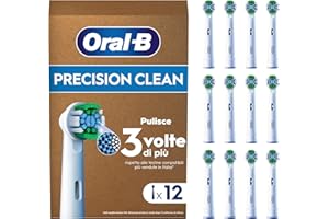 Oral-B Testine Di Ricambio per Spazzolino Elettrico Oral B, 12 Testine Pro Precision Clean, Per Una Pulizia Denti Efficace, Confezione Adatta Alla Buca Delle Lettere