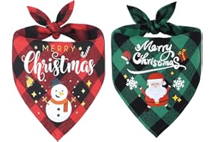 SMORDE 2Pcs Christmas Dog Bandana, 27.6x18.9in Large Pet Scarf Washable Triangle Dog Bibs, Adjustable Cat Kerchief Dog Neckerchief, Xmas Pet Costume Accessories for Puppy Small Medium Large Pet
