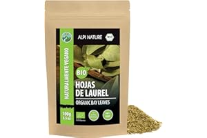 Alpi Nature Hojas de Laurel Orgánico 100g, Hojas Secas y Cortadas, Trozos de Hoja de Laurel para Cocinar