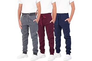 Real Essentials 3 Pack: Boys Youth Active Athletic Soft Fleece Jogger Sweatpants