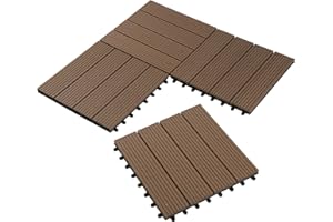 Laneetal 22pcs Piastrelle da Esterno Incastrabili per Pavimenti Pavimentazione in WPC per Giardino Terrazza Patio 2m² Colore Marrone 0360004-2