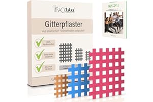 BACKLAxx ® Cross Tape 140 pièces qualité premium – Set de patch acupuncture en 3 tailles type a b c – eBook complet GRATUIT avec 60 exemples d'utilisation – Crosstape d'acupuncture pour taping