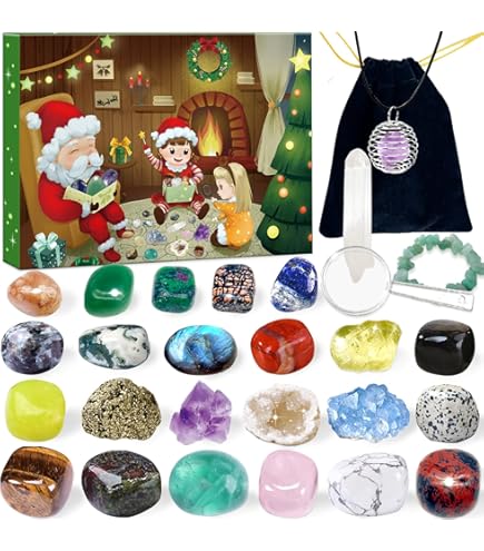 Adventskalender 2026 Kristalle Steine, 24 kerstkalenders met natuurlijke edelstenen en chakra kristallen, kerstcountdown geneeskrachtige stenen & geneeskrachtige kristallen set, cadeaus voor Adventskalender 2026 Kristalle Steine, 24 kerstkalenders met natuurlijke edelstenen en chakra kristallen, kerstcountdown geneeskrachtige stenen & geneeskrachtige kristallen set, cadeaus voor