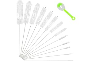 VOTON Bottle Brushes for Cleaning, 14 Pcs Long Pipe Bottle Cleaner Brushes Reusable Nylon Bottle Pipe Cleaner Set for Washing Narrow Neck Water Bottles Jars Teapot Spout Coffee Machine Tube