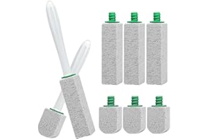 Pierre Ponce Brosse WC 8 Pièces Pumice Stone Toilet avec 2 Poignée, Brosse de Nettoyage en Pierre Naturel Ponce Détartrant Efficace pour Toilettes, Cuisines, éviers et Lavabos