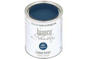 BIANCO SHABBY biancoShabby® Chalk Paint Blu Impero Pintura Shabby Chic Vintage para Muebles y Paredes Extra Mate vuelva a dar color fácilmente todo tipo de material sin lijar (1 l Paquete de 1)
