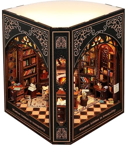 SUDOPOR DIY Book Nook Kit – 3D Holz Puzzle Bücherregal-Deko Mit LED, Magic World