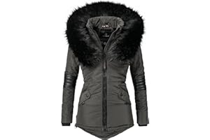 Navahoo Nirvana giacca invernale da donna con cappuccio in pelliccia sintetica nera XS-XXL