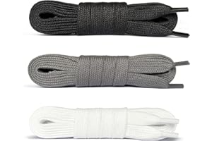 Laceter 3 Pares de Cordones Planos de Algodón 8mm para Zapatillas y Calzado Deportivo - Compatibles con Nike, Adidas, Converse - Alta Resistencia - Fabricado en España