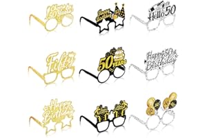 Threan 36 Pieces Birthday Party Paper Eyeglasses Decoration, Birthday Sunglasses for Men Women Birthday Party Favors (50 Years)