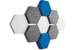 Fennext® Lot de 9 absorbeurs acoustiques muraux, en Basotect® non-tissé, pour les jeux vidéo, le télétravail ou le studio, kit de démarrage hybride, bleus