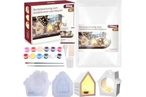 ‎PLLIEAY Pllieay Gießpulver Reliefgießpulver Starterset Silikonformen Gießformen Häuser Kerzenformen zum Gießen,Silikonform Haus Silikonformen Epoxidharz Silikonform Gießform Haus Häuser Gießformen