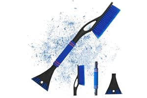 LYNBLY Spazzola da Neve per Auto, 2 in 1 Raschietto per Ghiaccio e Spazzola da Neve, 60 cm Raschietto per Ghiaccio Rimovibile con Impugnatura Antiscivolo, per Auto, Camion, SUV (Blu)