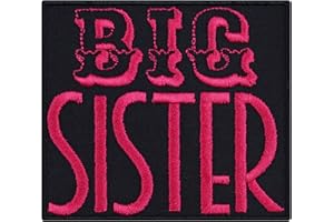 EXPRESS-STICKEREI Toppa ricamata da applicare ferro o cucitura: Patch "BIG SISTER" - Grande sorella | Regalo per donne | Applicazione fai da te per ragazze | Adesivo con ricamo da annodare/stirare - 90x80mm