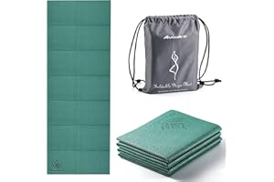 Avoalre Tapis Yoga Antidérapant et Pliable Tapis de Sport INDECHIRABLE Epais Tapis Yoga de Voyage pour Pilâtes, Gym, Aérobic, Stretching, Entraînement, Enfant et Femme avec Sac