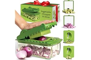 Croc Chop Fullstar x OTOTO Taglia Verdure Affetta Manuale Spiralizzatore - Multifunzione Tritatutto Affettatrice Manuale Tagliaverdure Frutta Cipolla Patate Cubetti Julienne (4-in-1)